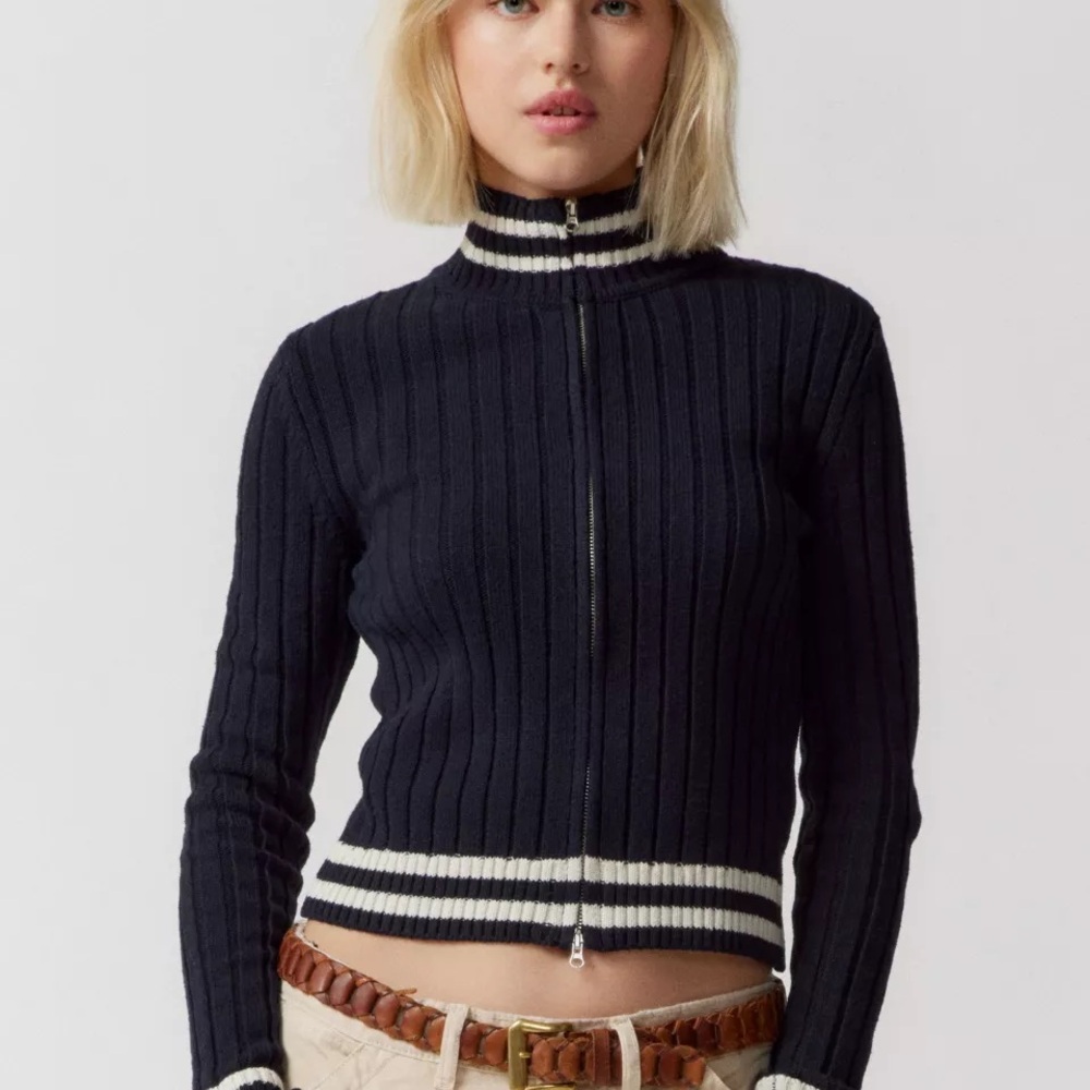 BDG Bella zip-up recycled cardigan in black